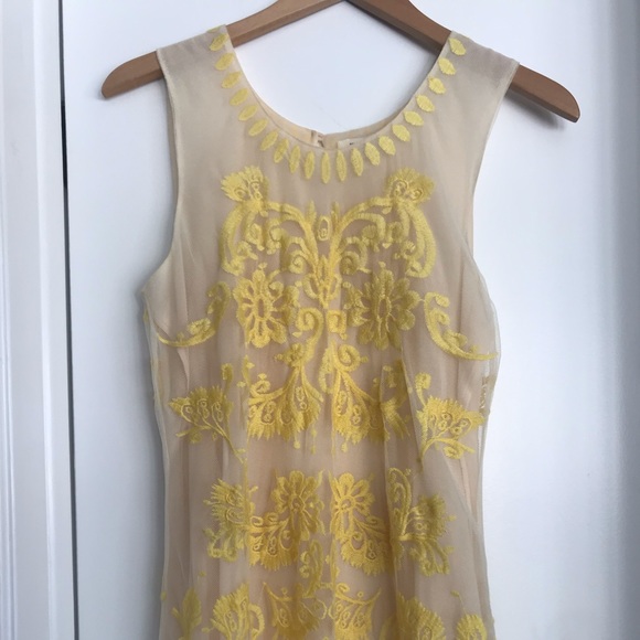 Sundance Tops - Sundance yellow and ecru embroidered lace tank.